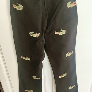 CJ Laing Palm Beach South Hampton Black Flat Front Gator Print Cotton Pants 8